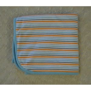 Bundles Baby Place Stripes Baby Blanket Blue Orange Gray White Jersey Knit Thin